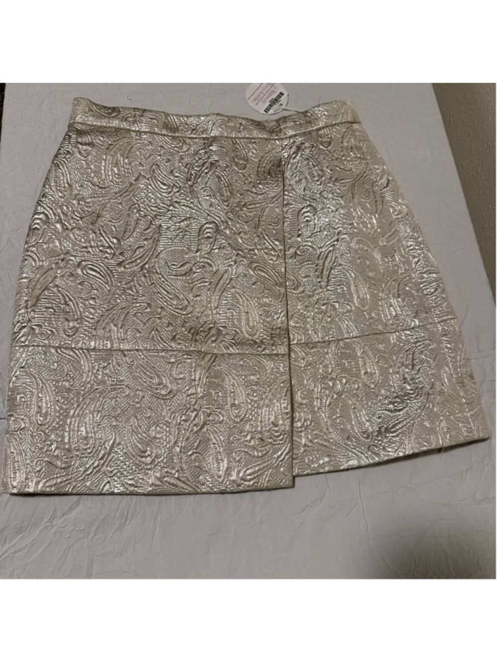 Women's J Crew Metallic Cream Paisley Mini Skirt Size 00